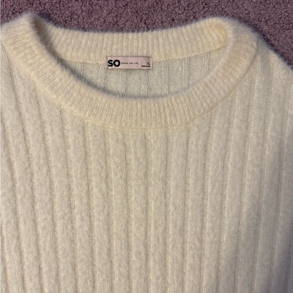 SO Women's Cream Ribbed Sweater - Picture 3 of 4